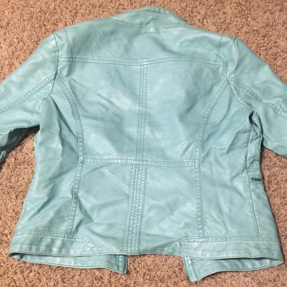 Light Blue Leather Jacket - Picture 2 of 5
